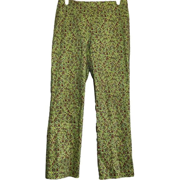 Sigrid Olsen Pants - Sigrid Olsen Pants Trouser Straight Allover Micro Floral Pattern Yellow 4 30x28